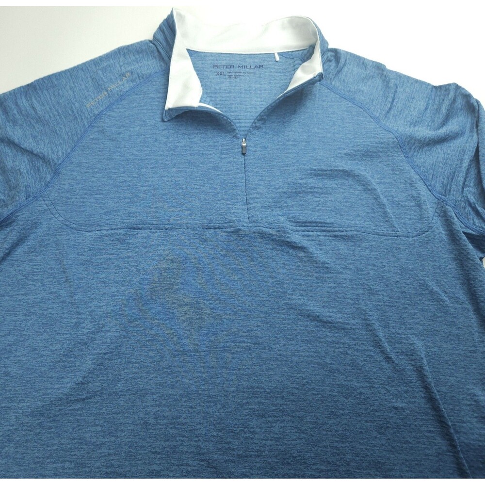 XXL Peter Millar Maven Mens Performance Quarter Zip Golf Pullover Storm Blue